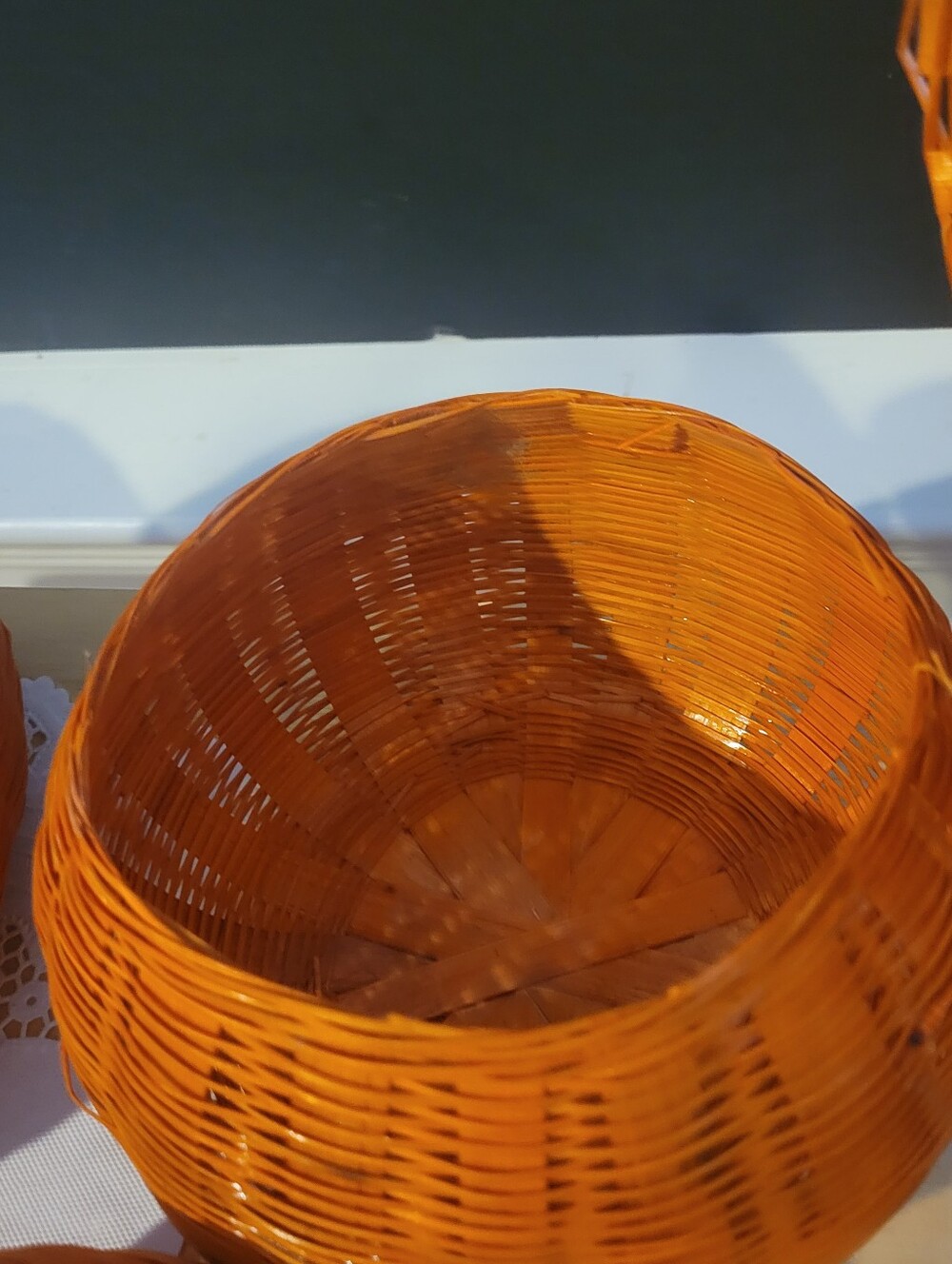 Lot of 4 Vintage Wicker Basket Orange Pumpkins  Removable Tops Halloween Thanksg - Picture 12 of 14